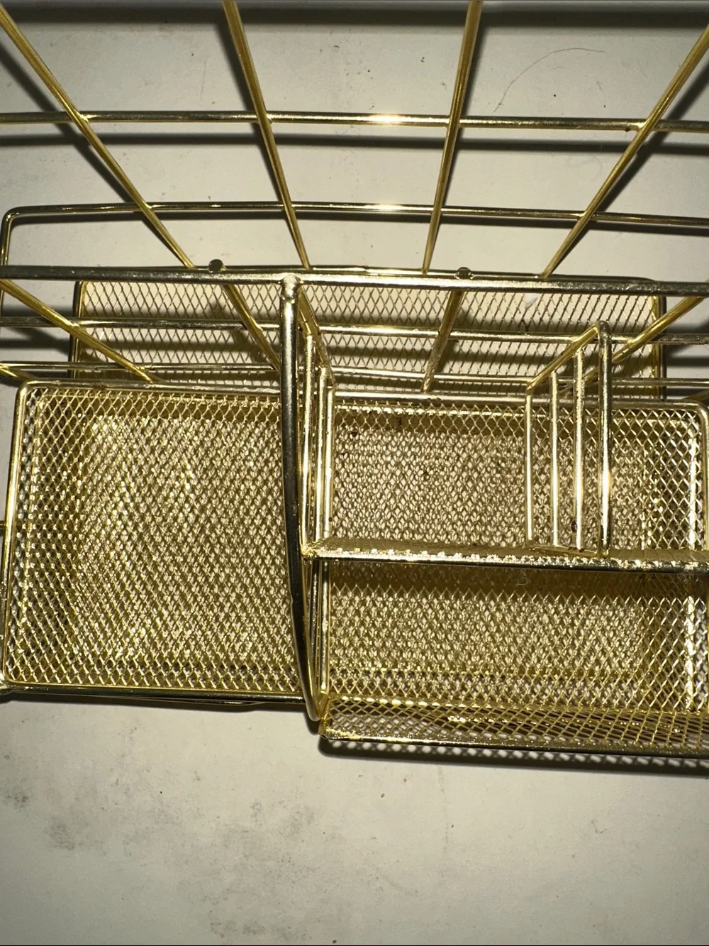Gold Mesh Desk Organizer Holder